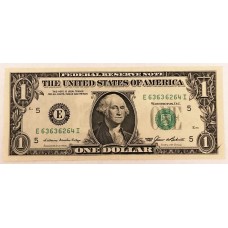 UNITED STATES OF AMERICA 1985 . ONE 1 DOLLAR BANKNOTE . ERROR . MISSING INK ON PRINT